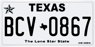 TX license plate BCV0867