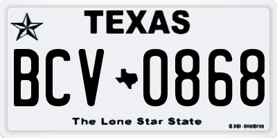 TX license plate BCV0868