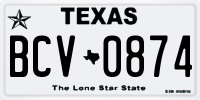TX license plate BCV0874