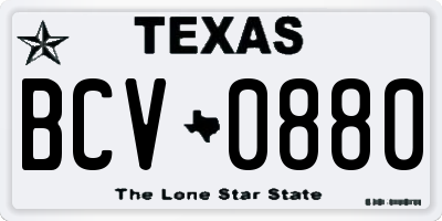 TX license plate BCV0880