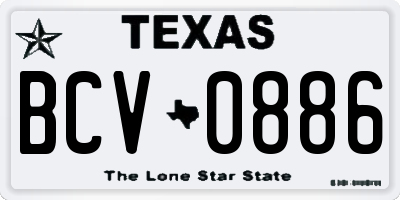 TX license plate BCV0886