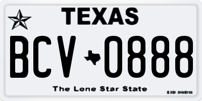 TX license plate BCV0888