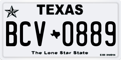 TX license plate BCV0889