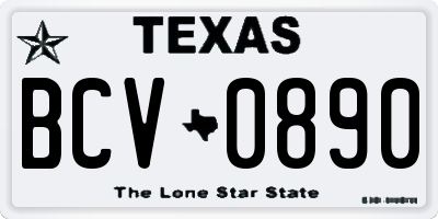 TX license plate BCV0890
