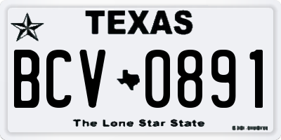 TX license plate BCV0891