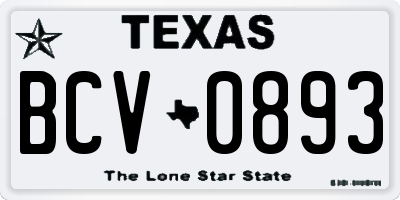 TX license plate BCV0893