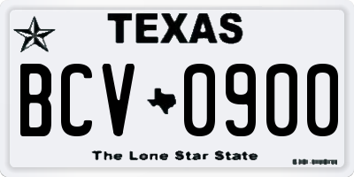 TX license plate BCV0900