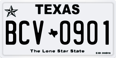 TX license plate BCV0901