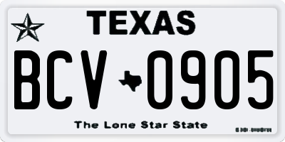 TX license plate BCV0905