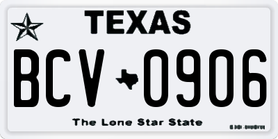 TX license plate BCV0906