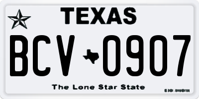 TX license plate BCV0907