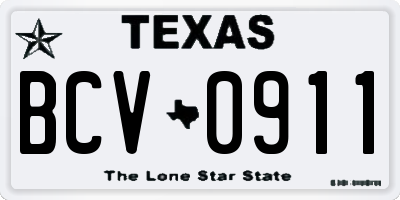 TX license plate BCV0911