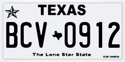 TX license plate BCV0912