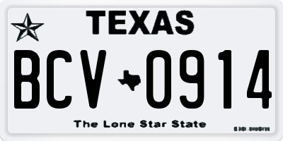 TX license plate BCV0914
