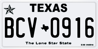 TX license plate BCV0916