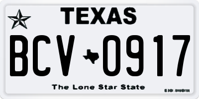 TX license plate BCV0917