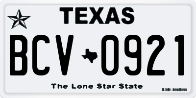 TX license plate BCV0921