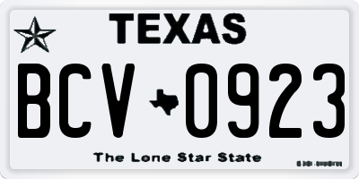 TX license plate BCV0923