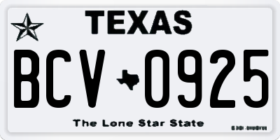 TX license plate BCV0925