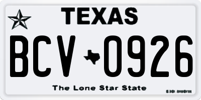 TX license plate BCV0926