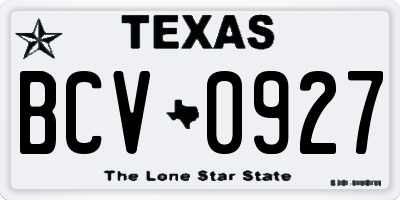 TX license plate BCV0927