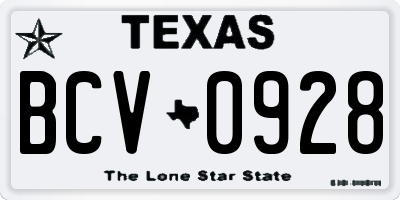 TX license plate BCV0928