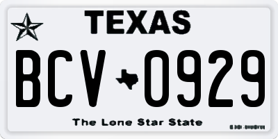TX license plate BCV0929