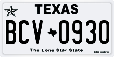 TX license plate BCV0930