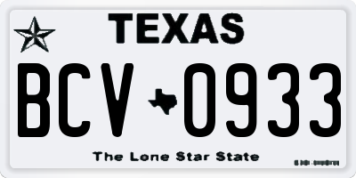 TX license plate BCV0933