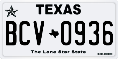 TX license plate BCV0936