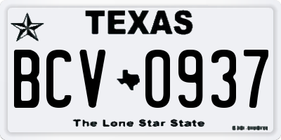 TX license plate BCV0937