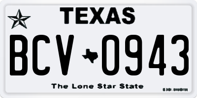 TX license plate BCV0943