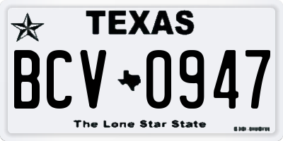 TX license plate BCV0947