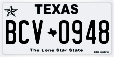 TX license plate BCV0948