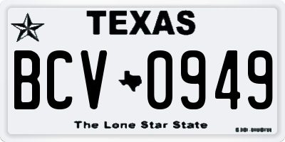 TX license plate BCV0949