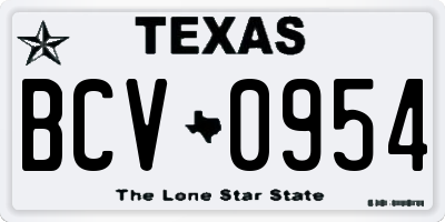 TX license plate BCV0954