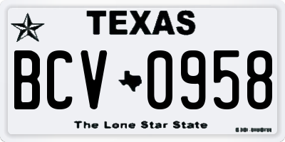 TX license plate BCV0958