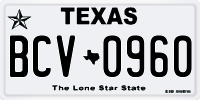 TX license plate BCV0960