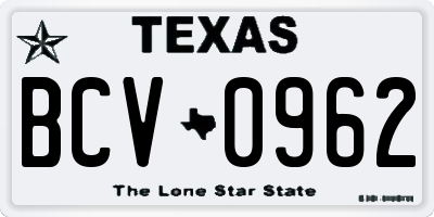TX license plate BCV0962