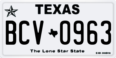 TX license plate BCV0963