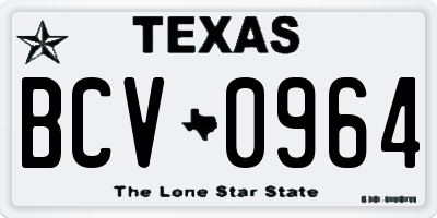 TX license plate BCV0964