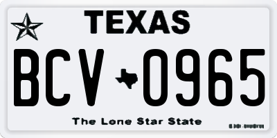 TX license plate BCV0965