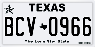 TX license plate BCV0966