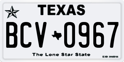 TX license plate BCV0967