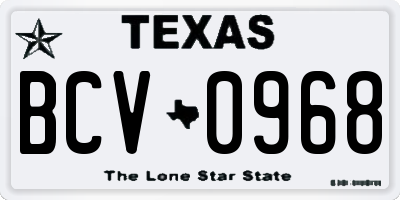 TX license plate BCV0968