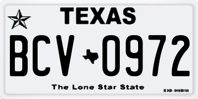 TX license plate BCV0972