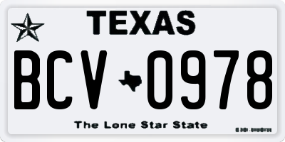 TX license plate BCV0978
