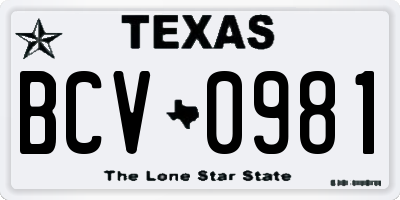 TX license plate BCV0981