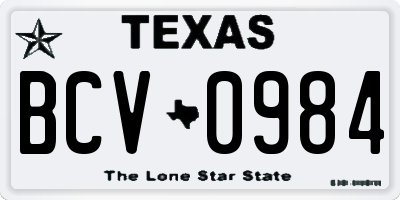 TX license plate BCV0984