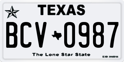 TX license plate BCV0987